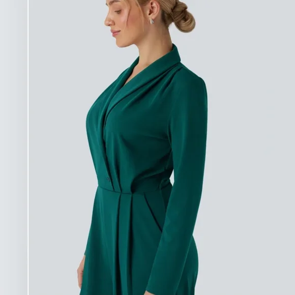 HALARA Emerald Green Wrap-Front Jumpsuit NWT - Picture 2 of 7